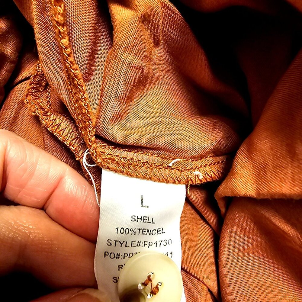 Womens Rust Cargo Pants By Dress Forum L Tencel Elastic Waist Drawstring Pockets - Picture 6 of 10